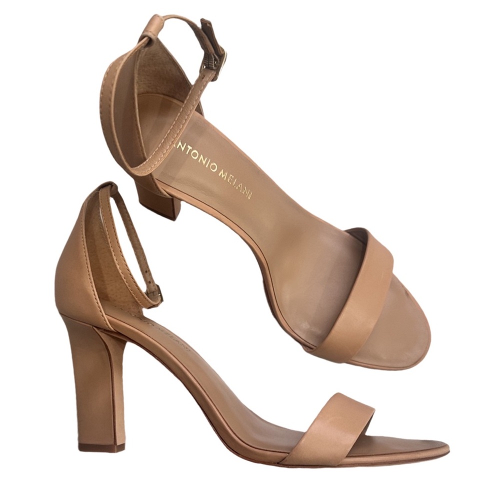 ANTONIO MELANI Nude Block Heel Sandals Dillards Shoes Genuine Leather